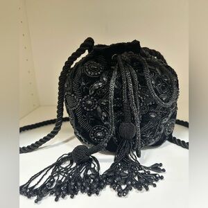 NWT WHBM Sequin Bucket Bag in black